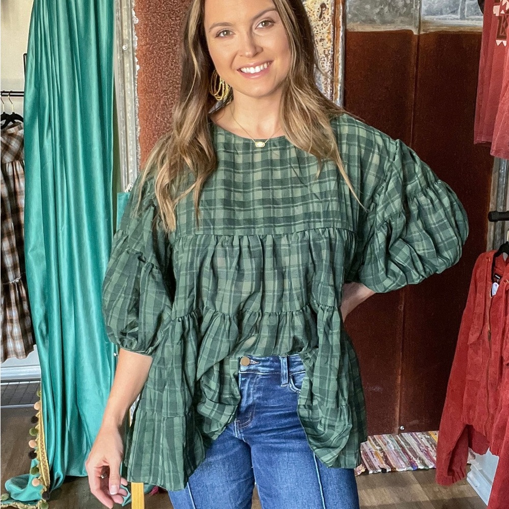 Plaid Babydoll Top